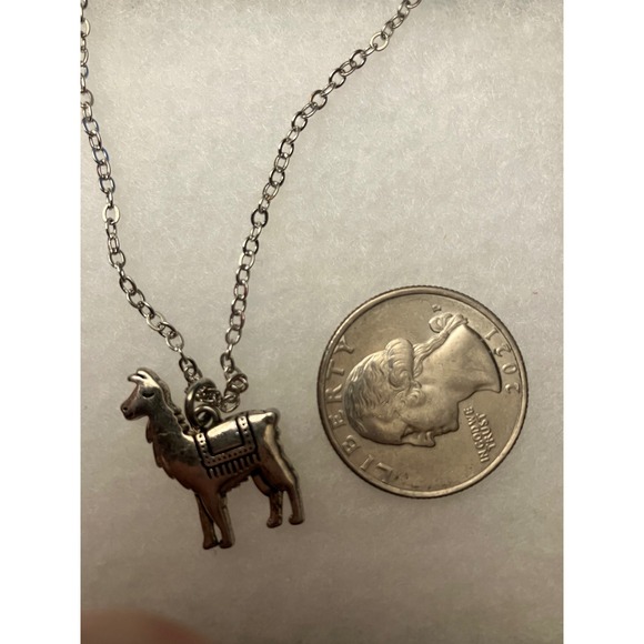 Silver Tone Llama Pendant Necklace Adjustable Cable Chain Animal Jewelry Women - Picture 4 of 4